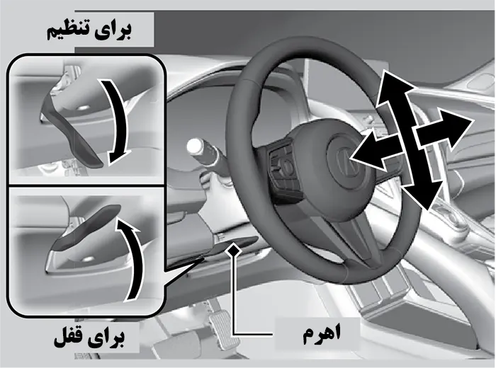 نحوه تنظیم ارتفاع فرمان خودرو